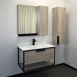 Comforty Мебель для ванной Бонн 90 (Quadro) подвесная дуб дымчатый – фотография-3